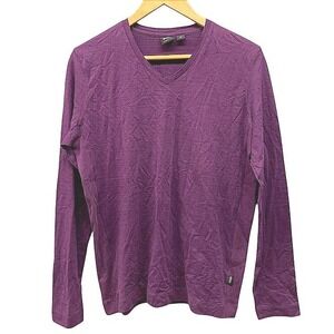 Hugo Boss Men's S Purple V Neck Long Sleeve Tee Cotton Casual Designer Shirt
